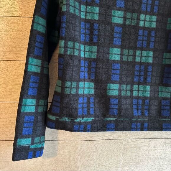 Dudley Stephens Plaid Park Slope Fleece Top Black Blue Green Mock Neck Small - Picture 11 of 12